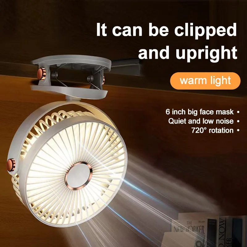 E2 Portable LED Camping Fan With Night Light USB Rechargeable Desk Fan Silent Adjustable 5 Speeds For Bedroom Office Fan Outdoor