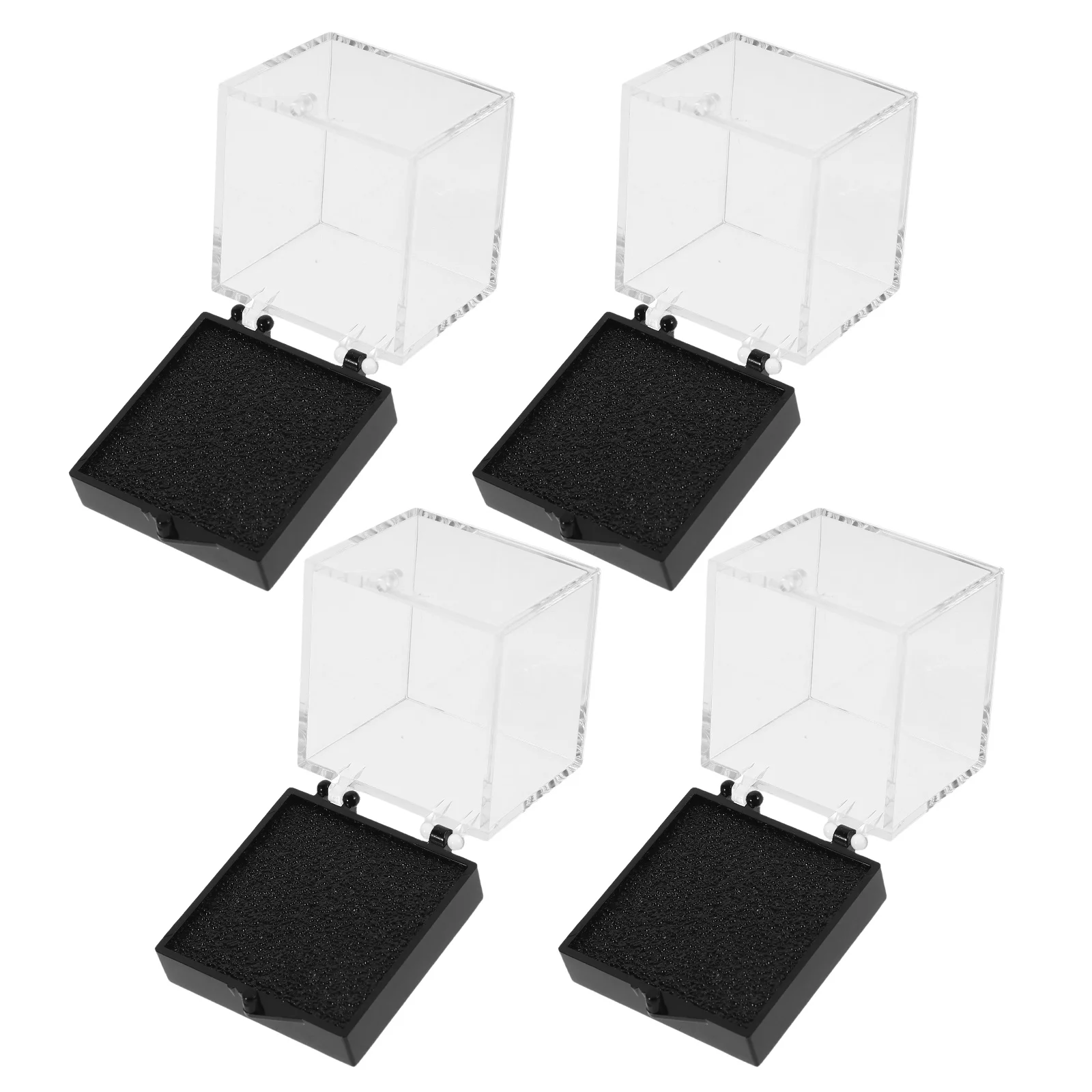 

4pcs Square Transparent Rock Crystal Mineral Specimen Display Storage Jewelry Shells Gemstones Multifunctional Seal Snap Closure