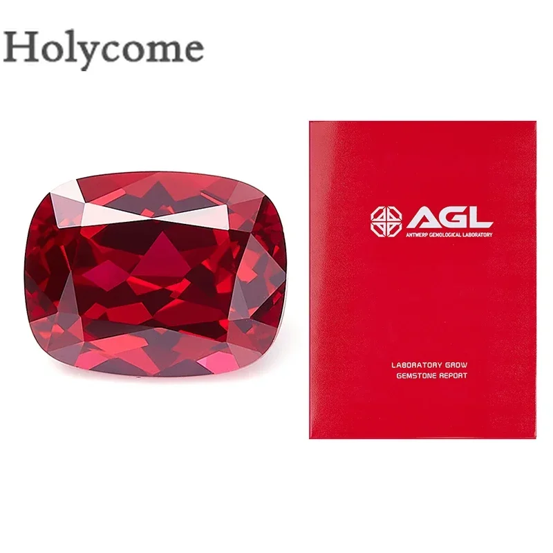 Rectangle Elongate Cushion Cut Selectable AGL Certificate Lab Grown Ruby Pigeon Blood Red Gemstone DIY Jewelry Materials Making