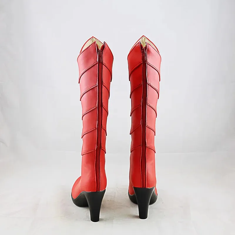 

Anime That Time I Got Reincarnated as a Slime Milim Nava Cosplay Shoes Women Halloween Party Red PU Leather High-heeled Boots VG