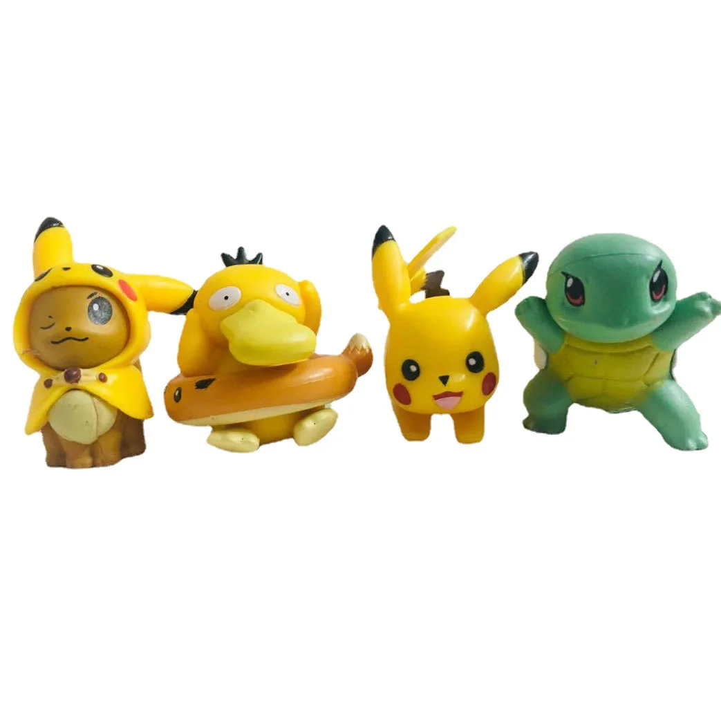 8pcs/set Pokemon Cute Pikachu Squirtle Rowlet Bulbasaur Psyduck Eevee Mini PVC Toys Collection Model Cartoon Hobby Doll Fashion