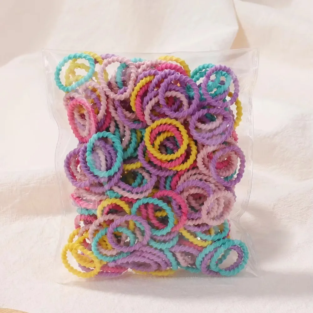 100pcs Baby 2cm Colorful Rubber Band Does Not Hurt The Hair Small Thumb Ring High Elastic Thread Toddler Kids Scrunchies Set