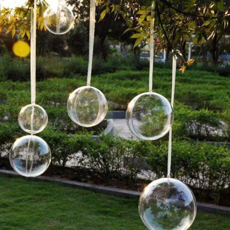 Christmas Clear Baubles Transparent Craft Fillable Ball Plastic Home Decor Wedding Garden Tree Hanging Party Gift Box Decoration