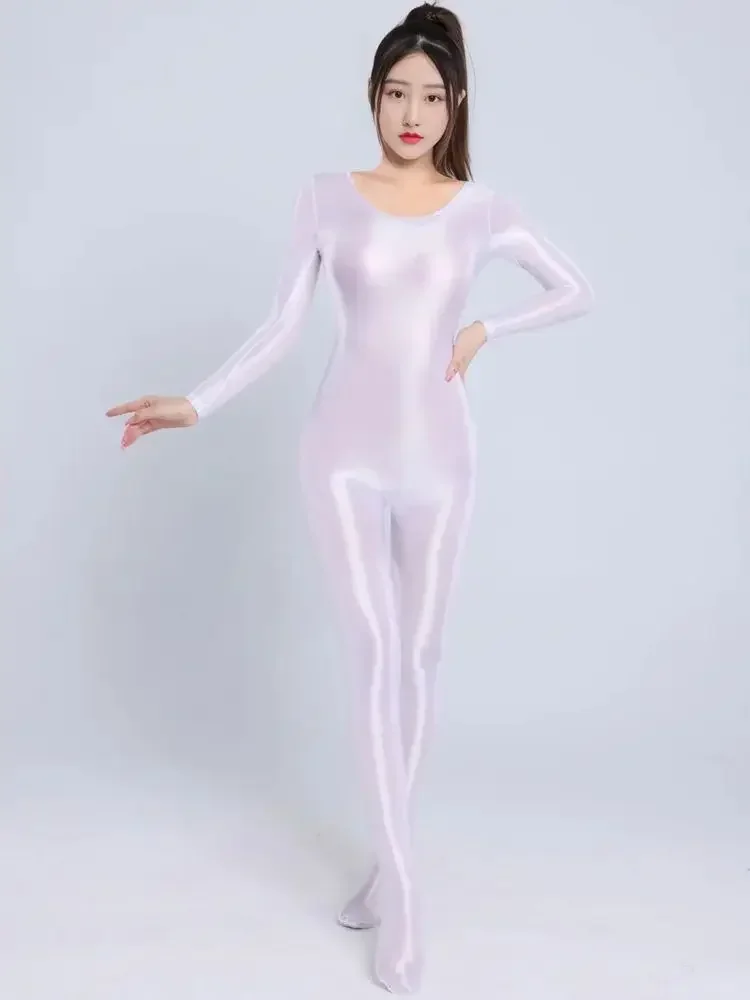 M XL Unisex busto sin costuras brillante Bodystocking Catsuit medias caliente Sexy leotardo mono unido mono de una pieza