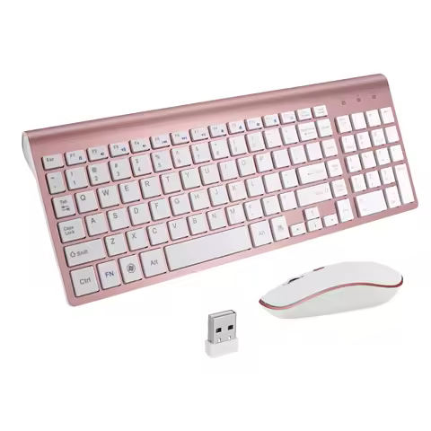 Ergonomic 2.4G Wireless Keyboard and Mouse Combo for PC/Laptop/Desktop,104Key Keyboard Set with 1600DPI Noiseless Click Mouse