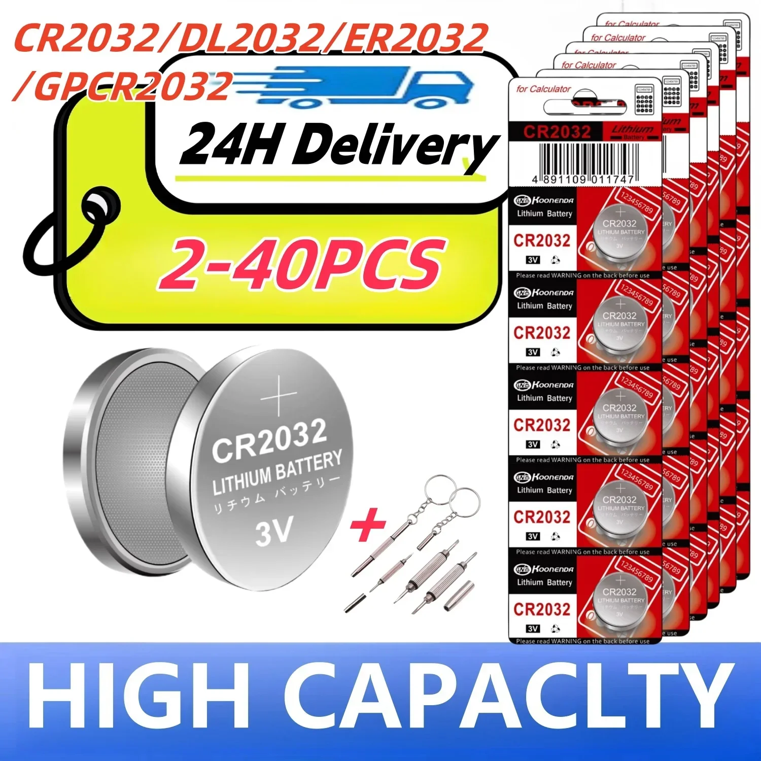 

NewCR2032 Lithium Button Coin Cell 2032 Battery Compatible with AirTag Key FOBs calculators Coin counters Watches 2-40pcs etc