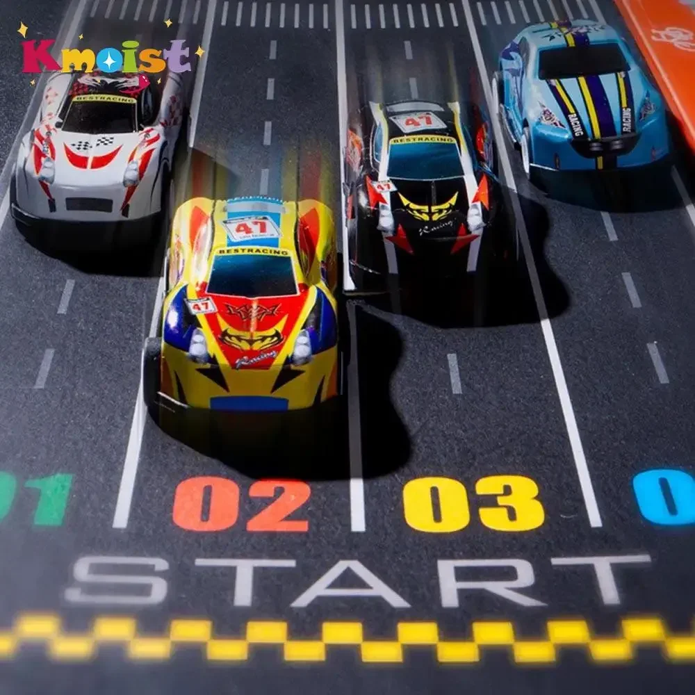 Coches extraíbles para niños, Mini vehículos fundidos de Metal, coches de carreras de inercia, juguetes con contenedor, caja de almacenamiento, juguete para niños, regalos de navidad