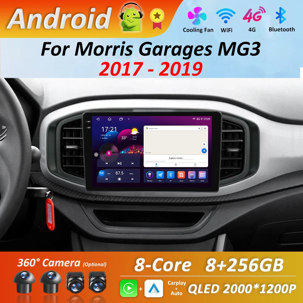 Android System Navigation GPS for Morris Garages MG3 2017 - 2019 Car Radio Multimedia Player BT 4G Head Unit WiFi QLED Screen