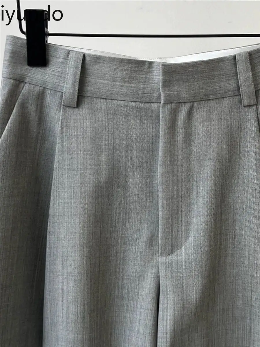 2025 봄/여름 하이웨이스트 슈트 와이드 레그 숏츠 여성용 신상 캐주얼 루즈 슬림 스몰 스트레이트 팬츠