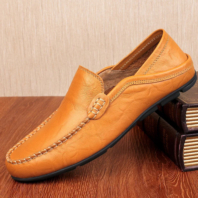 

Doudou men's trendy men's shoes breathable Korean version casual soft-soled driving one pedal lazy large size leather shoes