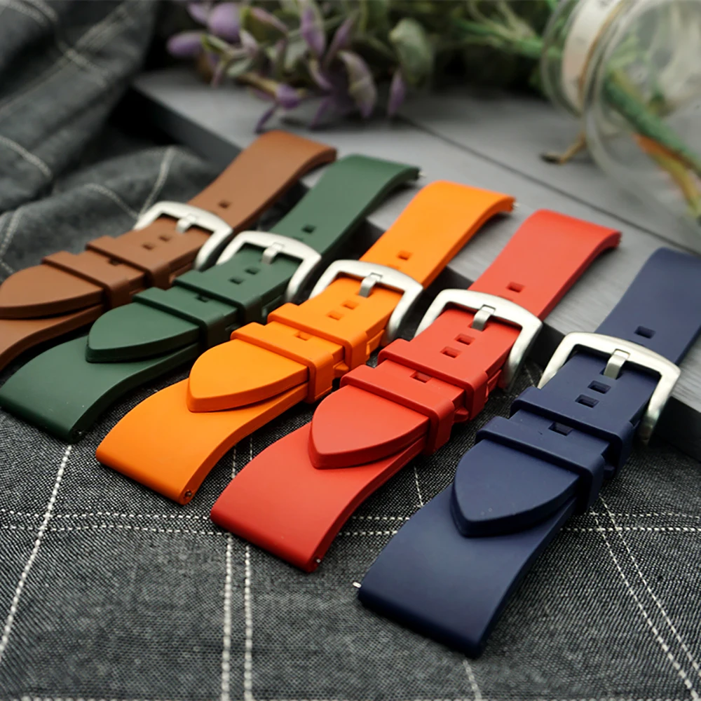 Premium-Grade Fluorine Rubber Watch Strap Quick Release FKM Watchband 20mm 22mm 24mm For Each Brand Diving Watches Band