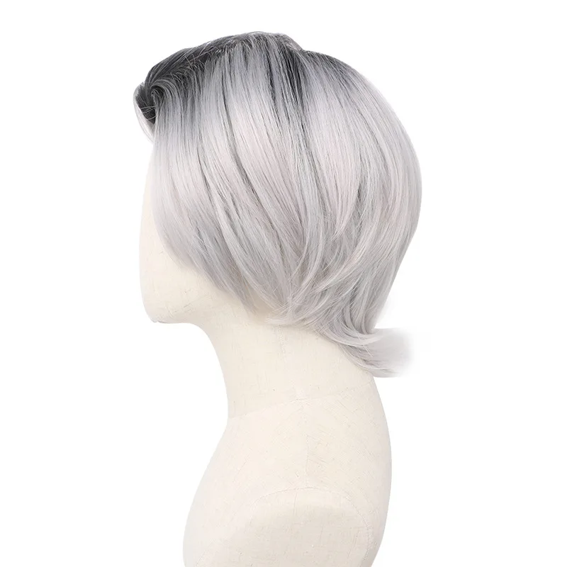 XWarrior أسود فينيكس Stormgirl نمط الشعر القصير HalloweencosplayWhite التدرج اللون شعر مستعار عالمي