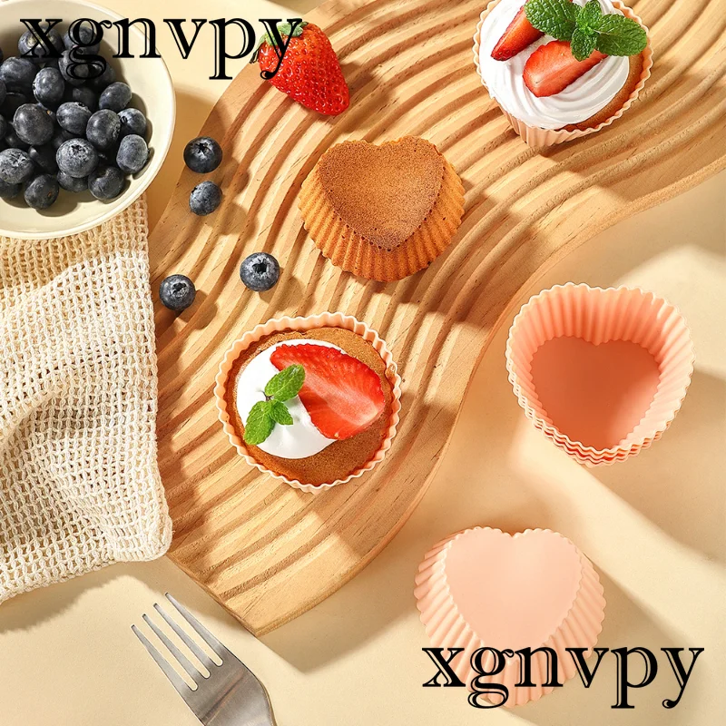 xgnvpy Round heart shape rectangular rose silicone Muffin cup 7CM Mousse cake cup DIY cake baking mold