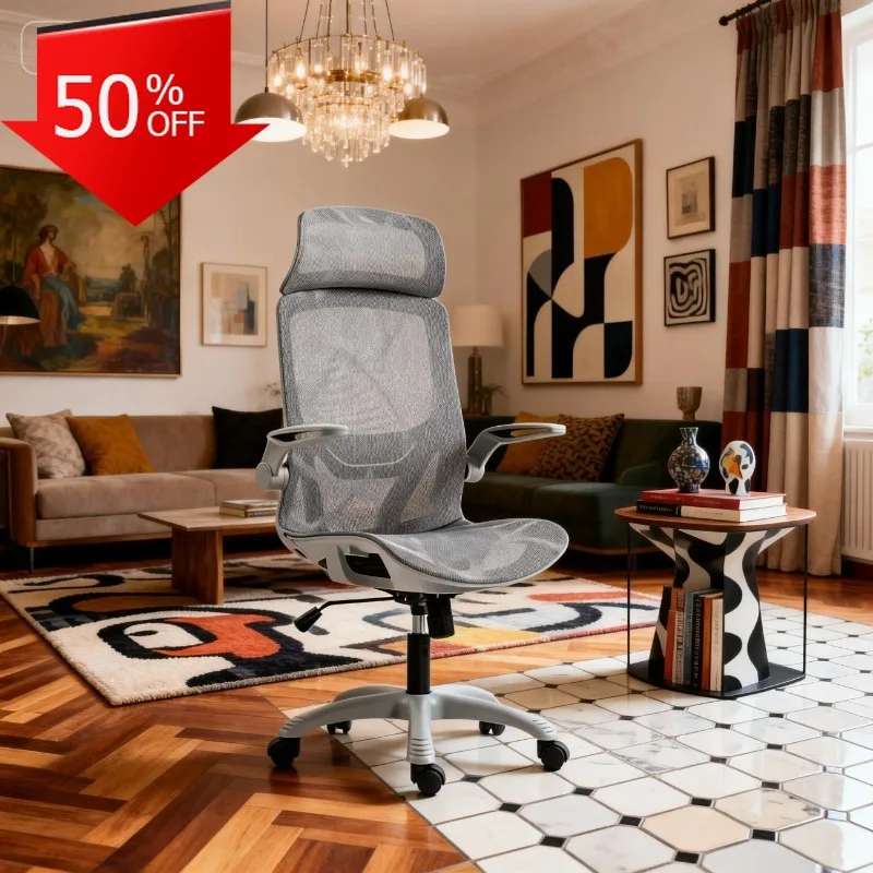 Ergonomic Office Chair Mesh Lumbar Support Adjustable Recline Headrest Swivel Rolling Computer Chair Home Office Furniture Silla