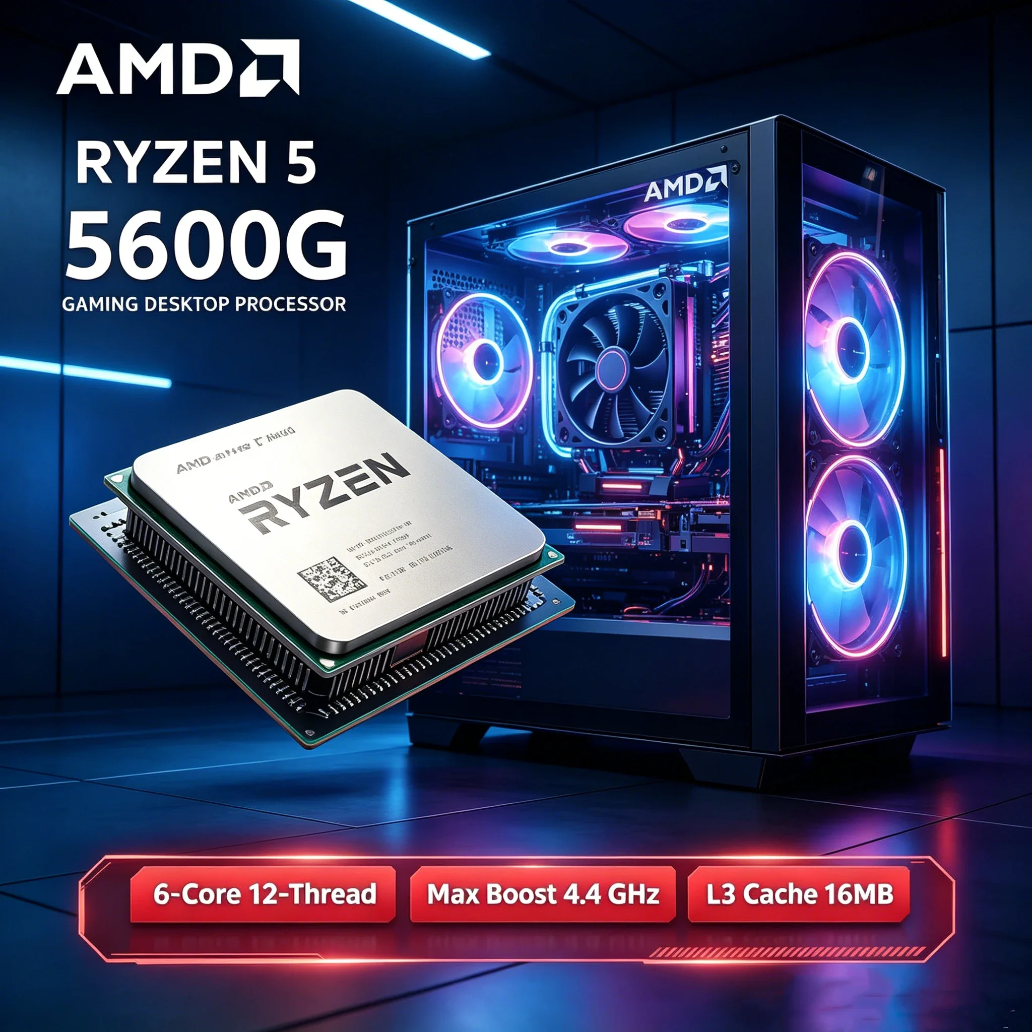 

AMD Ryzen 5 5600G 6-Core 12-Thread Desktop Processor with Radeon Graphics Socket AM4 16MB L3 Cache 65W TDP