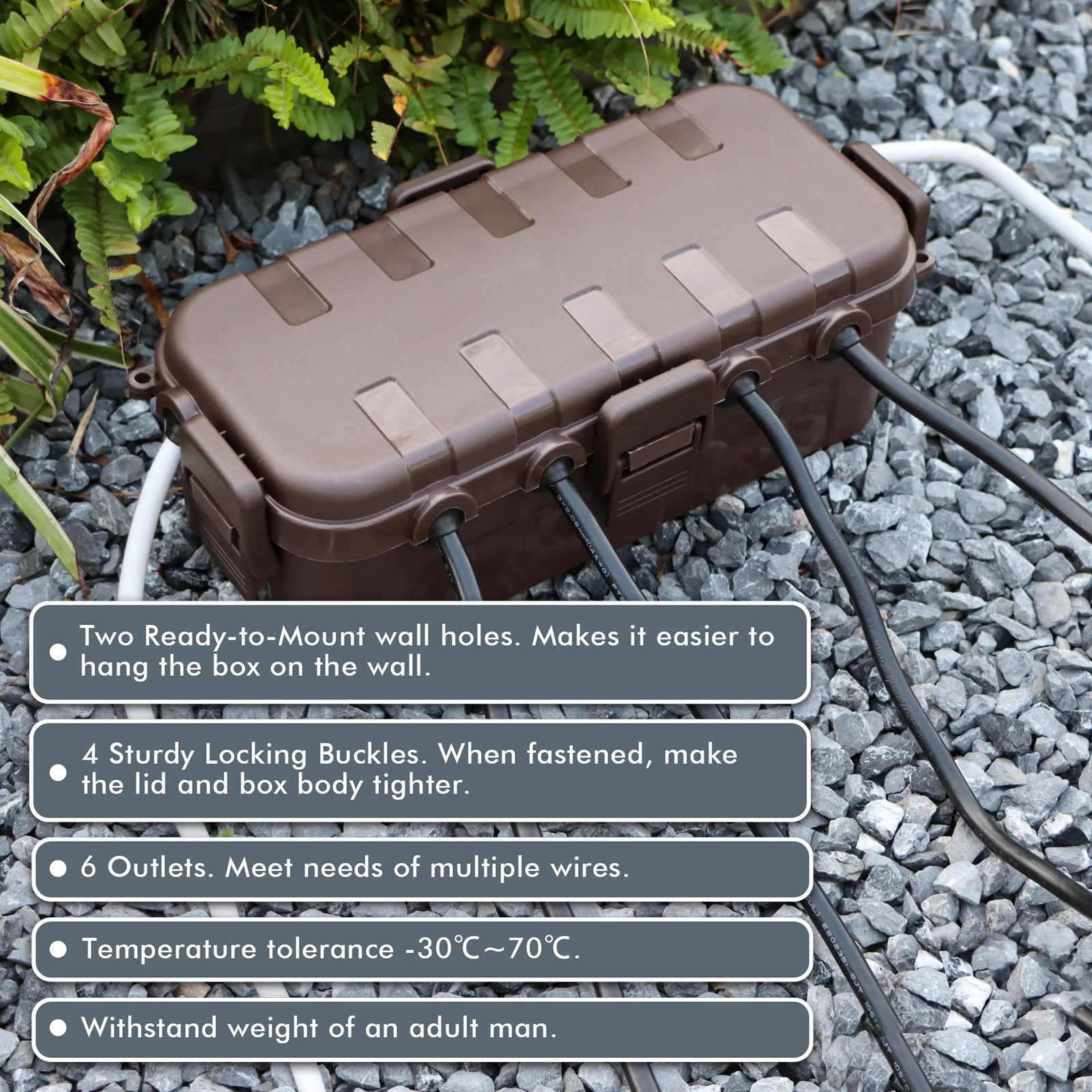 Outdoor Waterproof Electrical Box IP54 Cable Connection Socket Enclosure for Timers Extension Leads-ideal for Holiday Garden Use