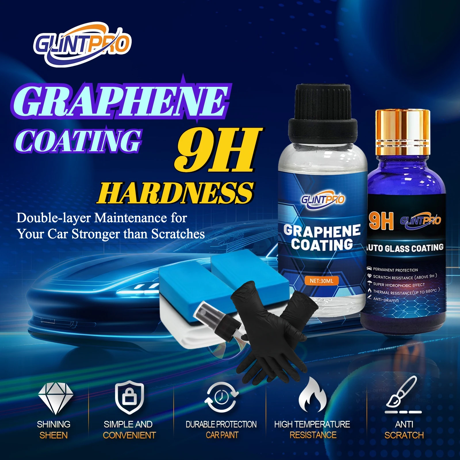 

Графеновое керамическое покрытие 9H, нано-покрытие, двойная защита от царапин, гидрофобный быстрый автомобильный лак, средства по уходу за автомобилем