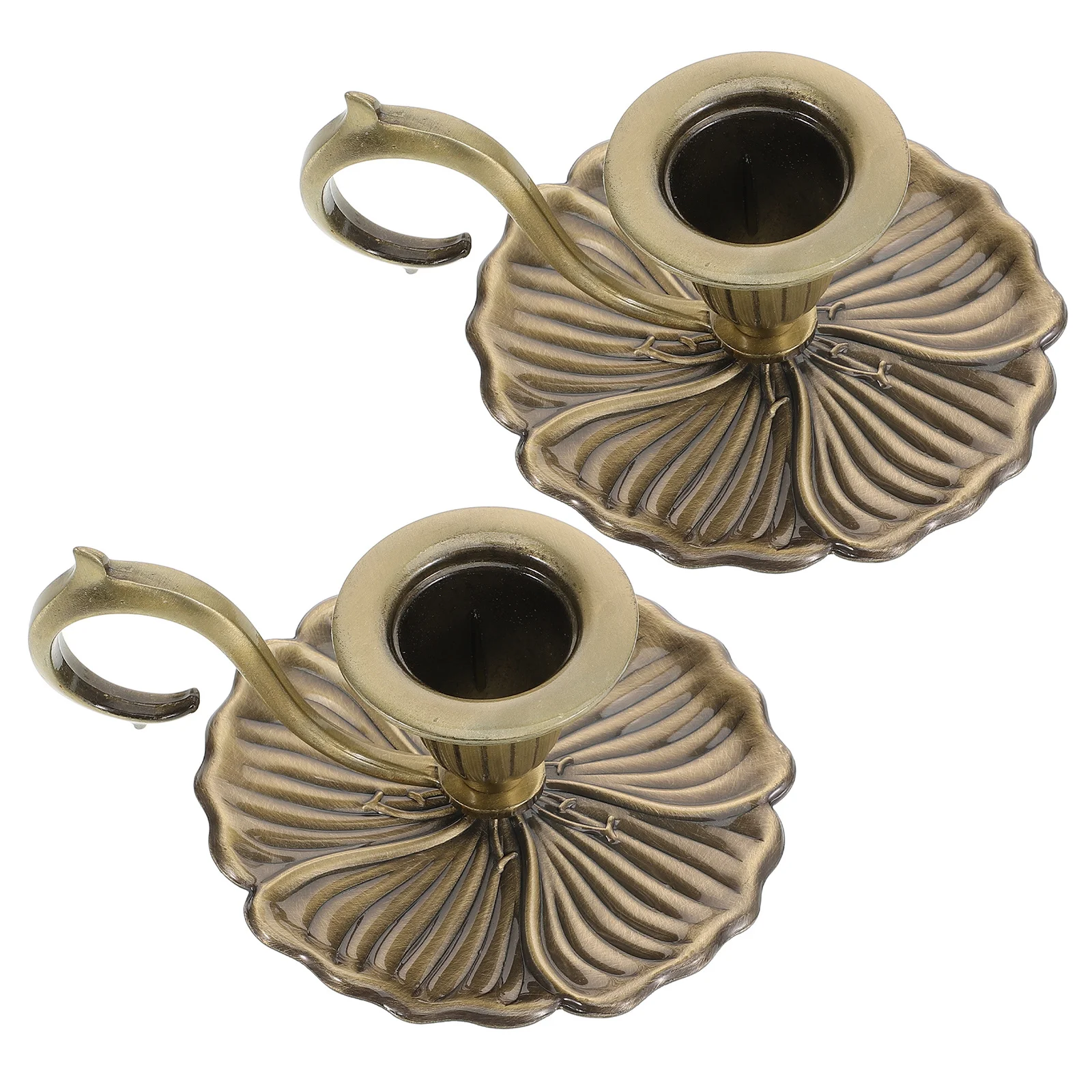 

2Pcs Vintage Metal Candlestick Stand Retro Taper Holder Finger Ring Rustic Wedding Table Centerpiece Fireplace Mantle