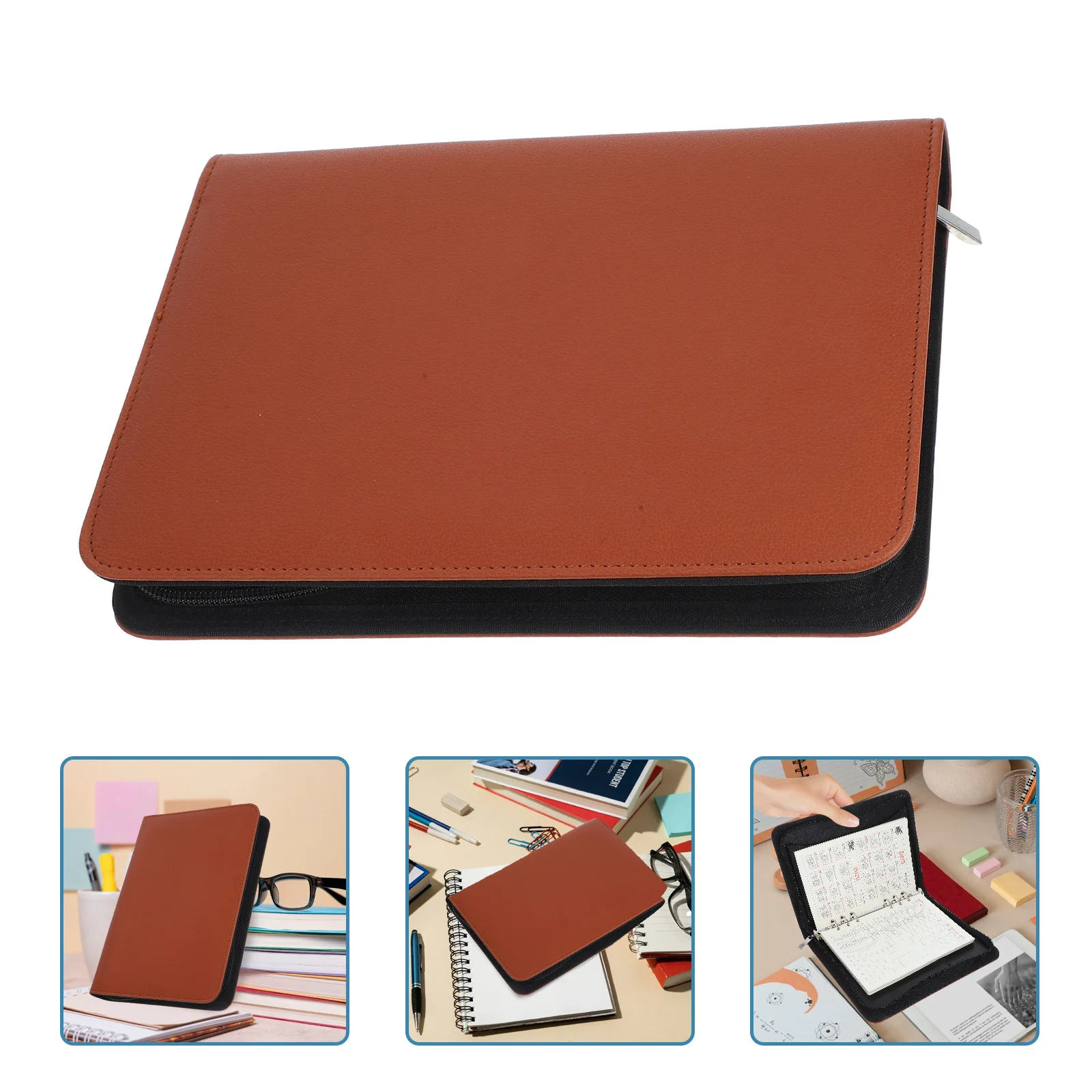 

Pu Zipper Padfolio Binder Organizer Portfolio Document Holder Folder Large Capacity Business Resume Legal Cards Supplies