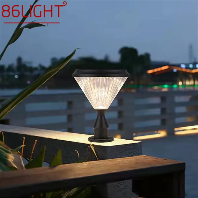 

86LIGHT Solar Post Lamp Modern Creative Outdoor Gate Lighting Waterproof LED for Courtyard Garden Balcony Porch Decor