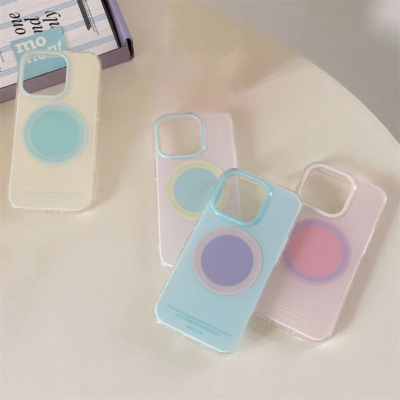 

Simple Four colors phone case for iphone 15 14 13 12 Pro Max creative transparent silicone shockproof case