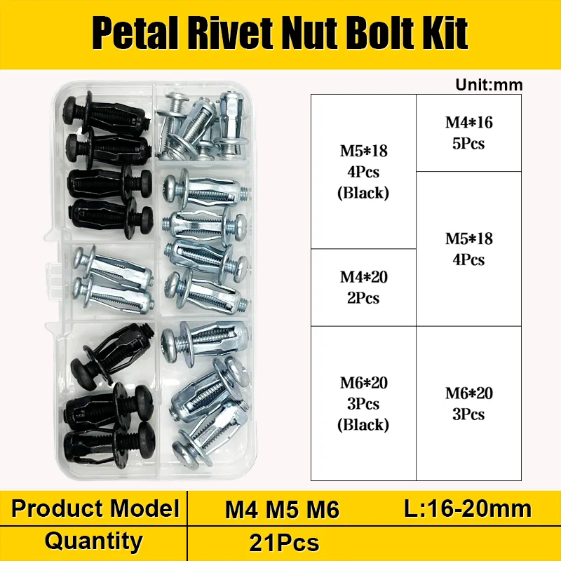 Blütenblattförmige Metallnietmutter Schraubenbolzen-Set Sechskantschrauben Panel License Fix Clamp Lock Expansion Jack Nuts Nietmutter M4 M5 M6 M8 – Detail 13