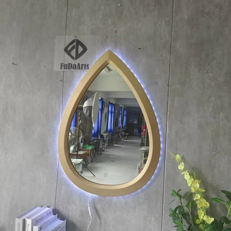 70X50 Hot Selling Contemporary Mirror Wooden Frame Wall Hanging Irregular Asymmetric Handmade Decoration Features