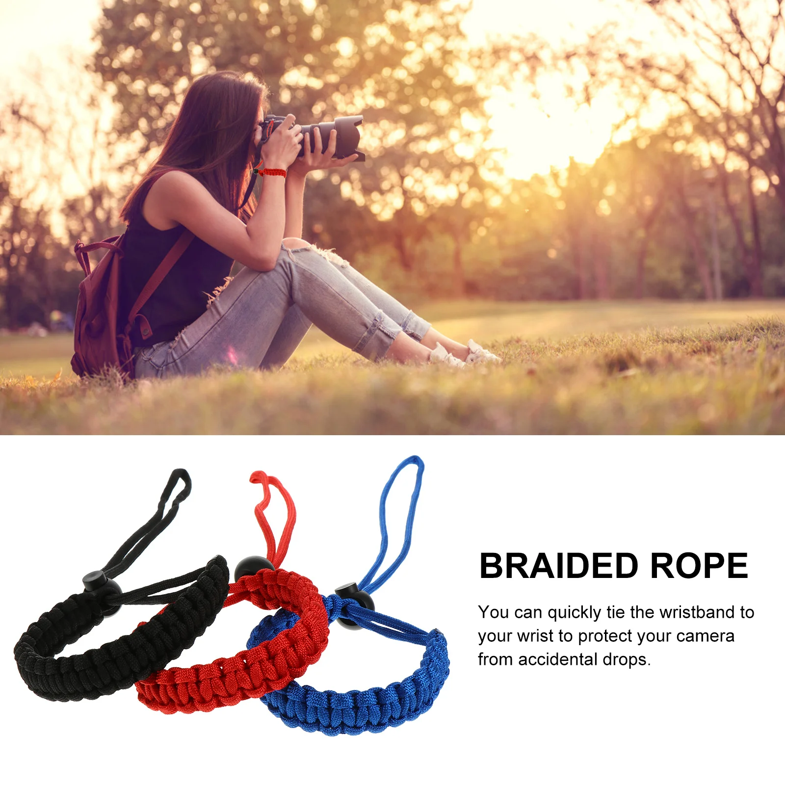 3 قطعة كاميرا مريحة المعصم الحبل الحبال لفترة طويلة ارتداء دون الانزعاج المعصم الحبل حبال مضفرة للكاميرا