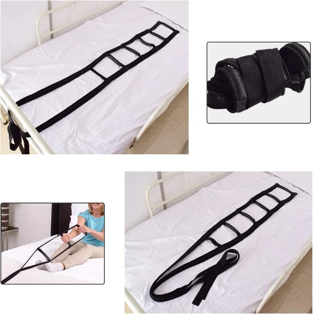 Nylon Adjustable Elderly Sit Up Rope with 3/4/6 Handle Helper Get Up Assist Belt Hand Grip Padded Elderly Pull Up Strap Disabled