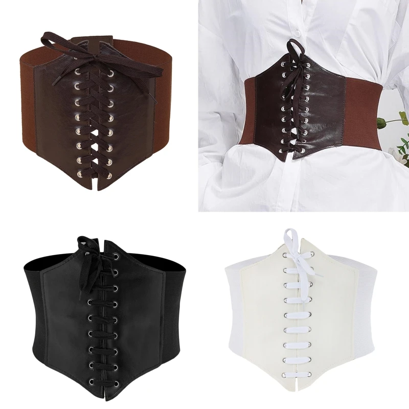 Corset Wide PU Cummerbunds Strap Belts for Women Elastic Tight High Waist Corsets Slimming Body Shaping Girdle Belt Dropship