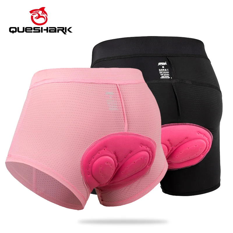 Queshark Women Thickened Gel Pad Cycling Underwear Shorts Quick Dry Bicycle Bike Shorts for Mountain/Road Bike(Triangle/Briefs)