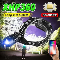 Super Powerful XHP360 Headlamp LED Rechargeable Head Flashlight High Power Headlight 18650 Long Range Fishing Tactical Lantern