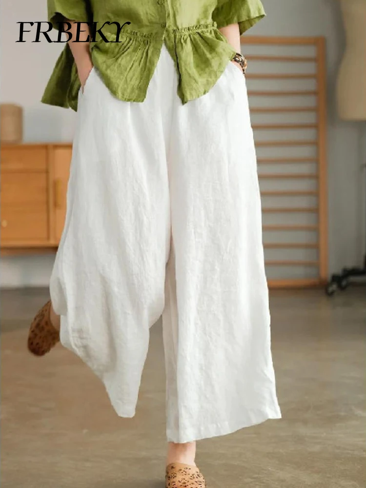 Pantalones de pierna ancha de nueve puntos para mujer, Pantalones rectos de calle sueltos e informales, pantalones de gran tamaño, ropa de calle de moda coreana, Verano