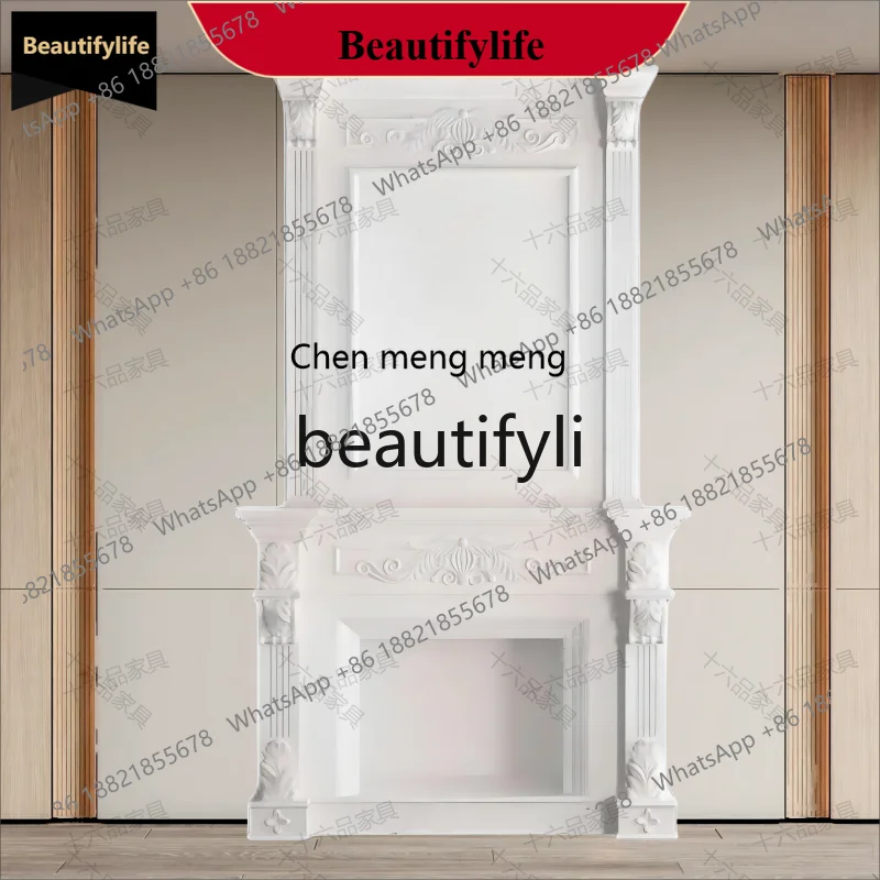 

D178 American Style Large Solid Wood Fireplace Cabinet French Carved Fireplace Frame European Style Living Room Fireplace