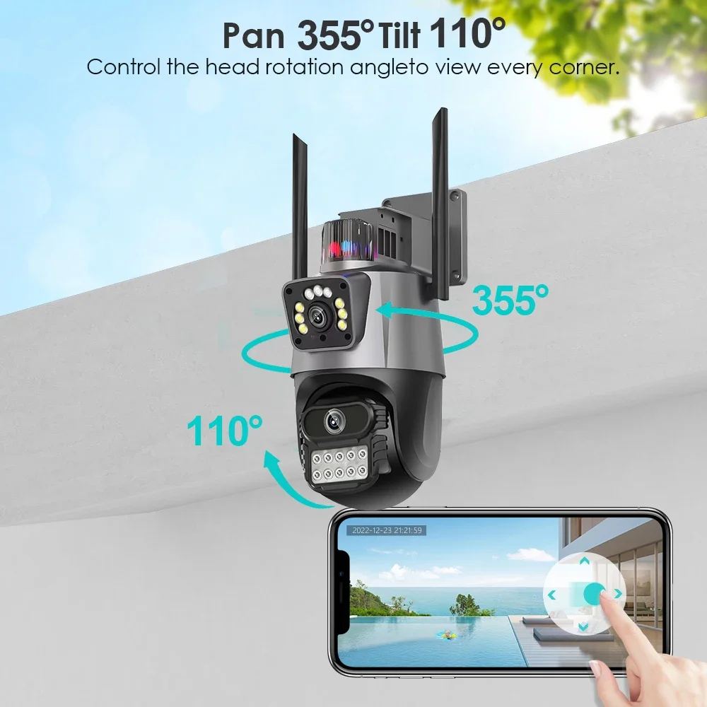 LLSEE 8MP dual lens V380 wireless WIFI security protection camera closed-circuit television IP camera outdoor waterproof