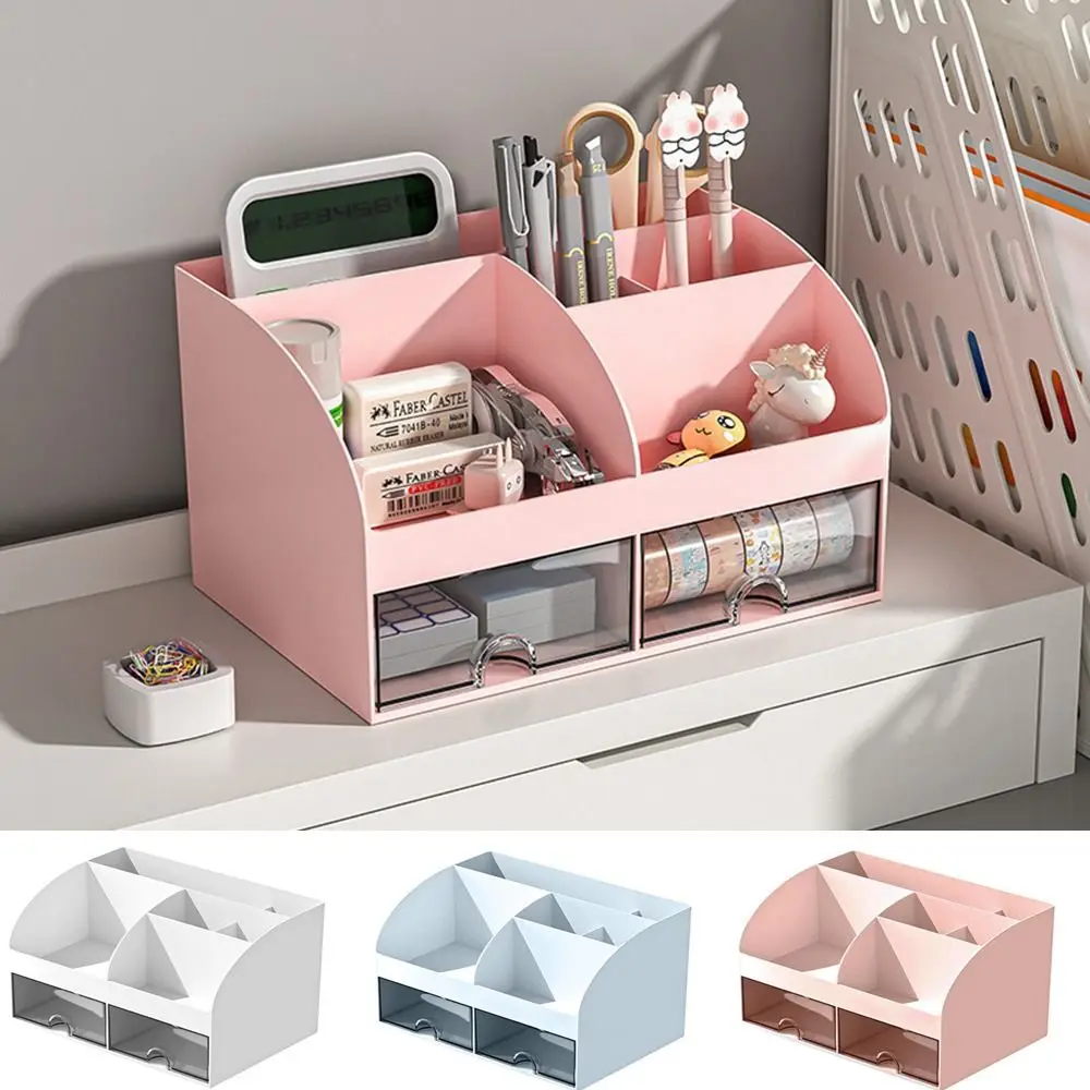 Plastic Desktop Storage Box White/Blue/Pink Drawer Type Pen Holder Multi Compartme Large Capacity Sundries Organizer Debris