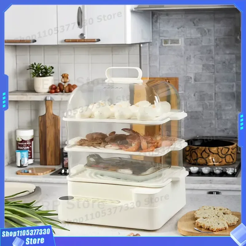 27L Electric Steamer 3 Tier Large Capacity Household Kitchen Appliance Visual Transparent Multi Function Food Cooker Machine