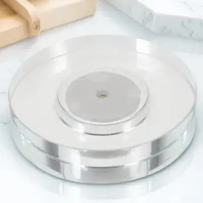 Base de exhibición Led redonda, soporte giratorio de luz blanca para bola de cristal, arte acrílico, figuritas de resina artesanales, escaparate de joyería