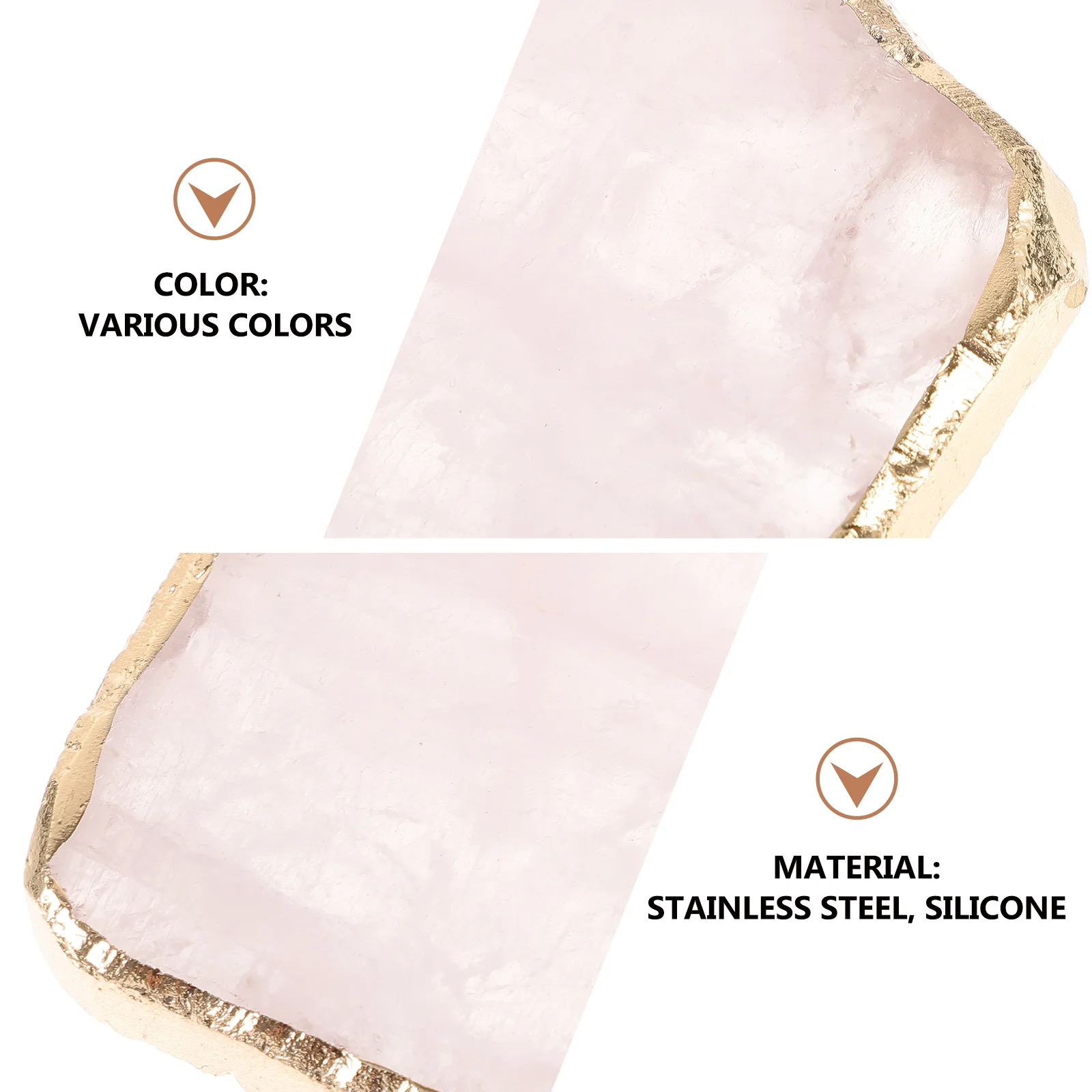 

Natural Pink Crystal Coaster Delicate Decorative Golden Edge Cup Mat Table Cup Placemat Coaster Agate Cheese Board