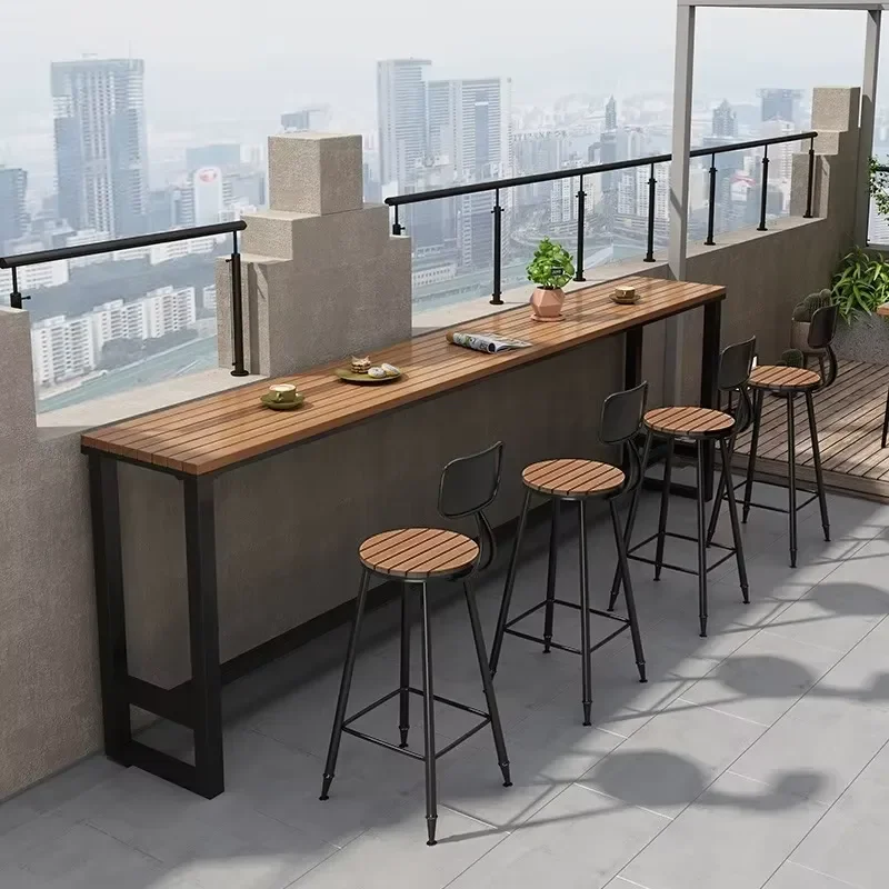 High-Anti-Corrosion Plastic Wooden Chair Leisure Long Table for Indoor Outdoor Use-for Courtyards Milk Shops Weddings