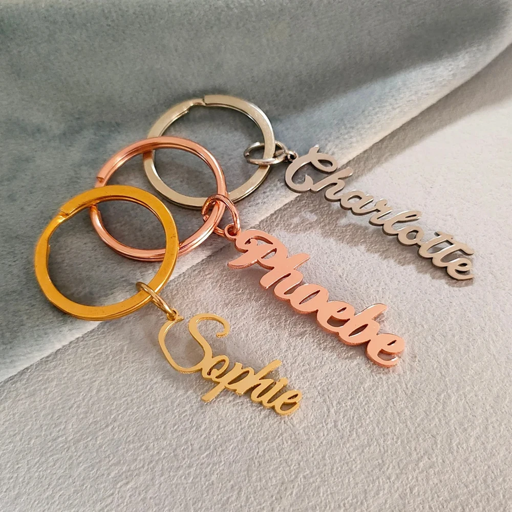 

COOLTIME Custom Name Keychain Stainless Steel Personalized Nameplate Pendant Keyring for Women Men Jewelry Gift Wholesale
