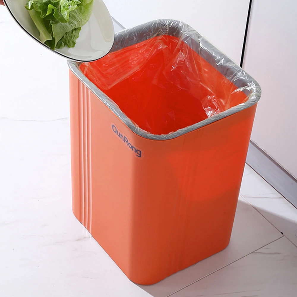 Simple Trash Can Household Multi Use Kitchen Bathroom Grocery Buckets Large Open Type Press Ring Thickened Plastic Trash Baskets