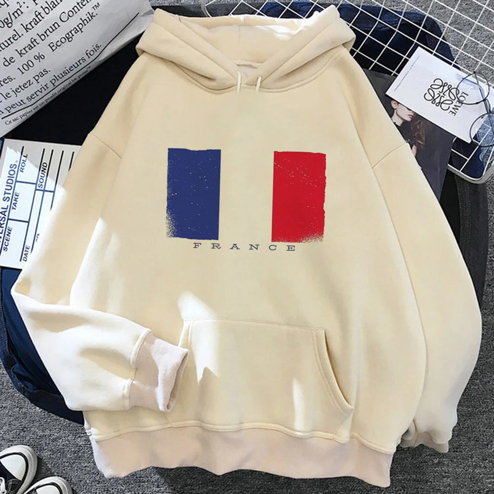 

France hoodies women japanese anime y2k aesthetic Winter pulls Hood women vintage Pullover