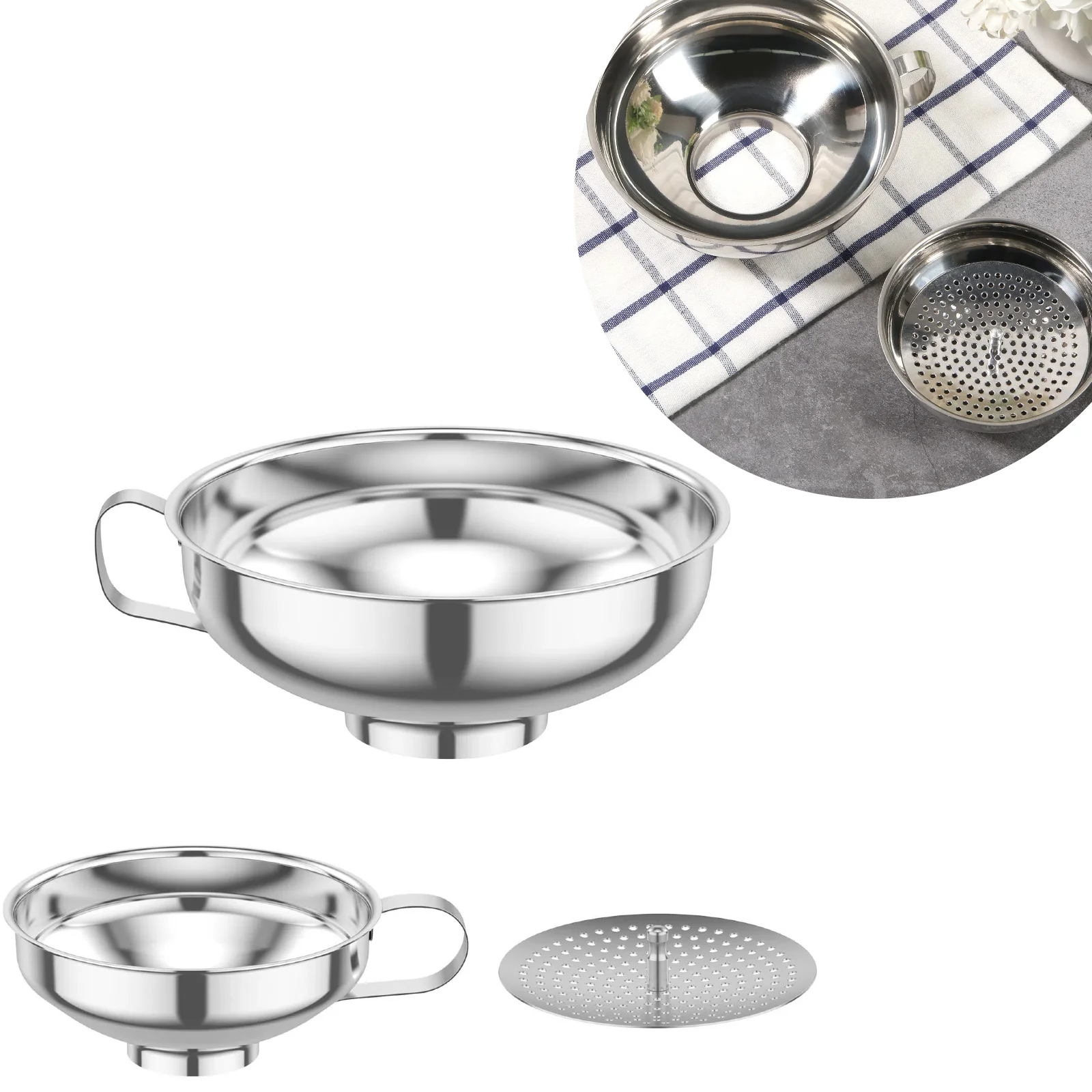 

3/6 шт., консервированная воронка из нержавеющей стали с фильтром, консервированная воронка, кухонная воронка с широким горлышком, штабелируемая воронка для банок Mason