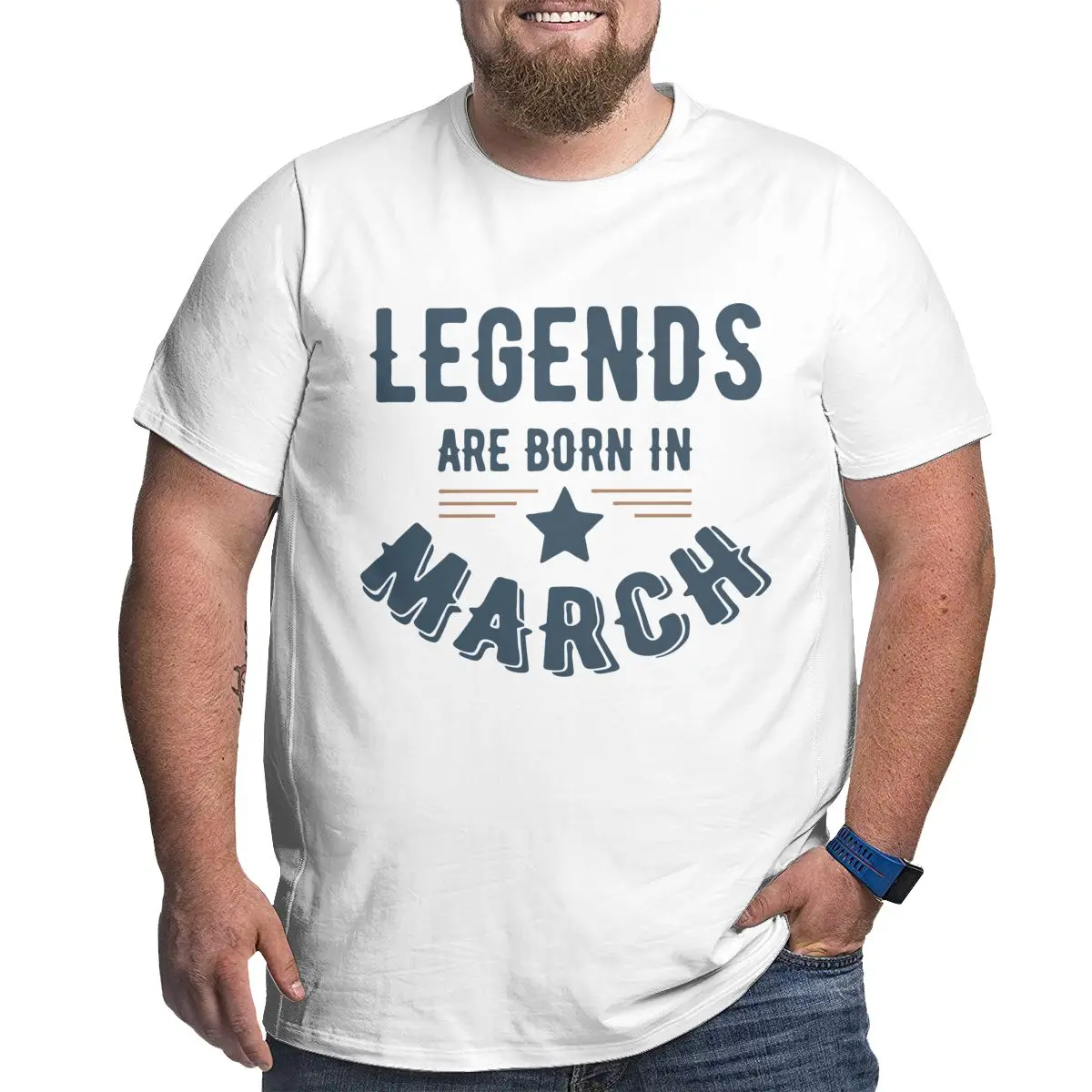 

Legends Are Born in March Men's T-Shirts Plus Size T Shirts Cotton for Big and Tall Man Short Sleeve Large Loose Top Tees