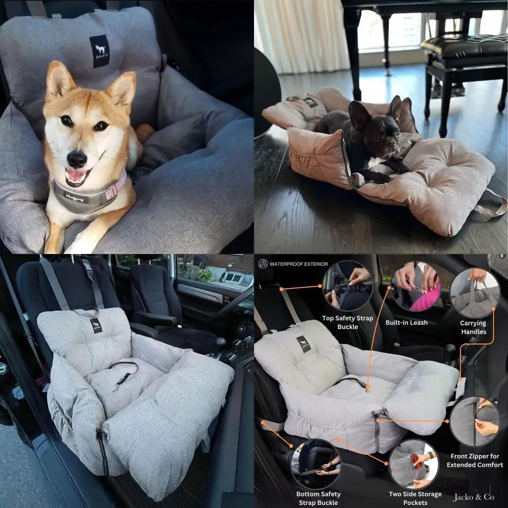 

Уютное дорожное сиденье для маленьких собак и щенков до 25 фунтов, с поворотником и карманами, водонепроницаемое, моющееся (серый)