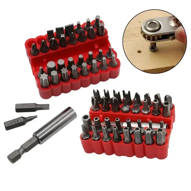 33Pcs/Set Bit Set Smooth High Hardness Solid Electric Screwdriver Bit Set Rechargeable Drill Bits Special Shaped Screwdriver