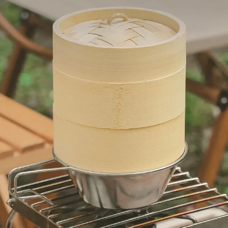 M/L Xiaolongbao Bamboo Wood Steamer Outdoor Camping Bowl Cup Steamer For Home Kitchen for Picnic BBQ