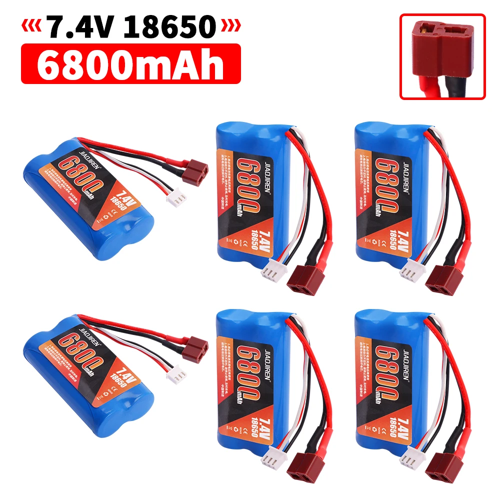 بطارية ليبو 7.4 فولت 6800 مللي أمبير 18650 لـ Q46 Wltoy 10428 12428/12423 X9115 144001   ملحقات قطع غيار السيارات RC بطارية عالية السعة 7.4 فولت
