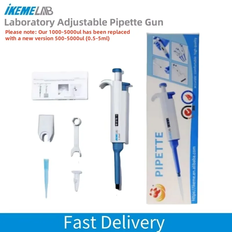 IKEME Pipette Gun Digital Adjustable Dragon Pipette Medical Supplies Pipettor with Pipette Tips Laboratory Equipment